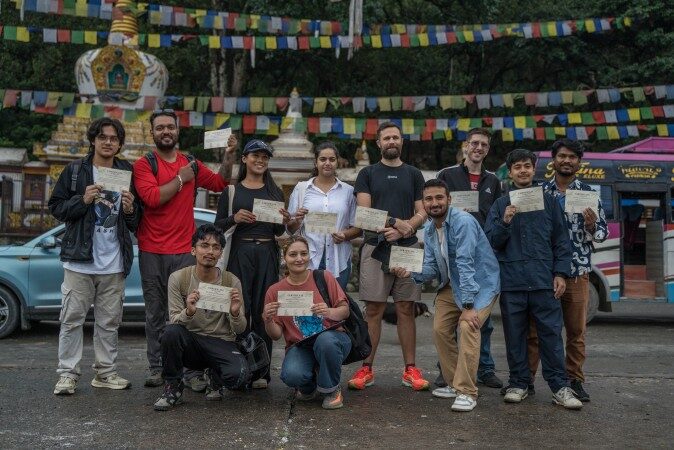 Volunteers cleaning up at Swoyambhu