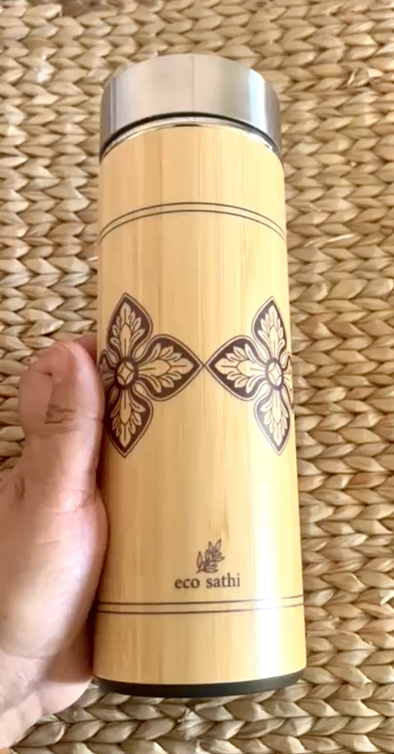 Eco-Friendly Thermal Bamboo Bottle (MOTIF SERIES BY ECO SATHI NEPAL)